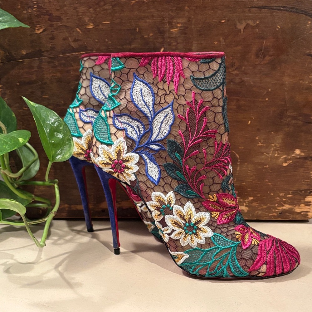 CHRISTIAN LOUBOUTIN MISS TENNIS 100 RETE/DENT FLORALE
